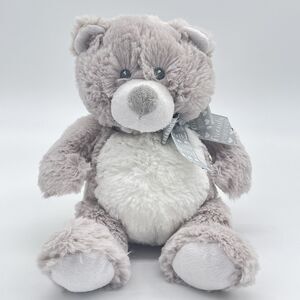 Baby Ganz Soft Grey & White Teddy Bear White Gray Pellets Bow Friends Forever